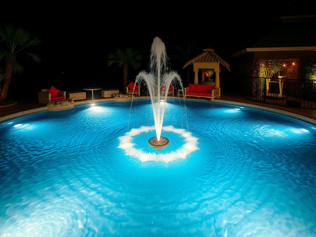 A stunning faux infinity edge pool with a view of mountains and a clear blue sky.